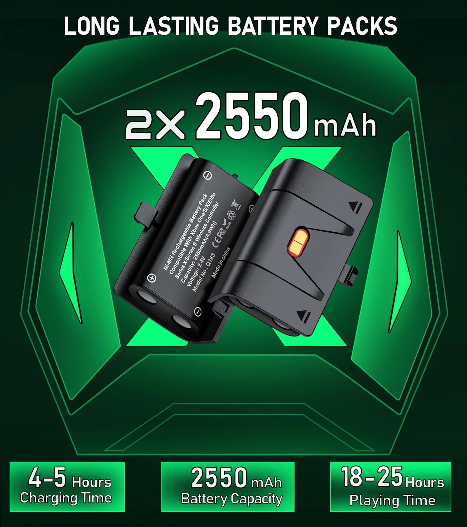 Xbox Controller Charging Station with Dual 2550mAh Battery Packs for Series X/S and One X/S/Elite