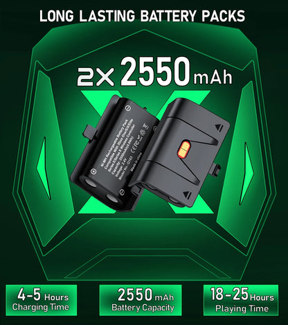 Xbox Controller Charging Station with Dual 2550mAh Battery Packs for Series X/S and One X/S/Elite