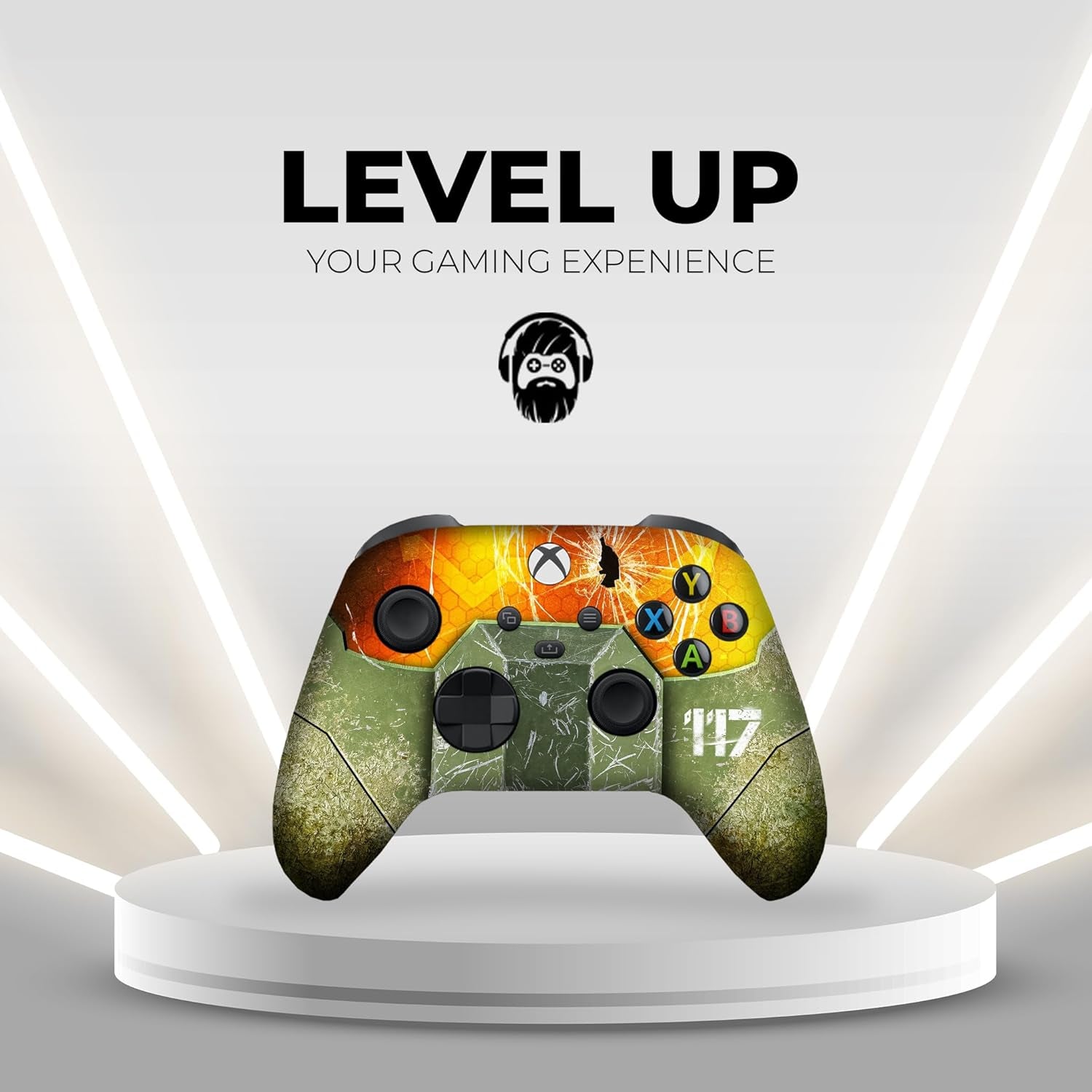 Hallo Mastter Cheif X-Box Controller Wireless Compatible with X-Box One/Series X/S Proudly Customized in USA with Permanent HYDRO-DIP Printing (NOT JUST a SKIN)