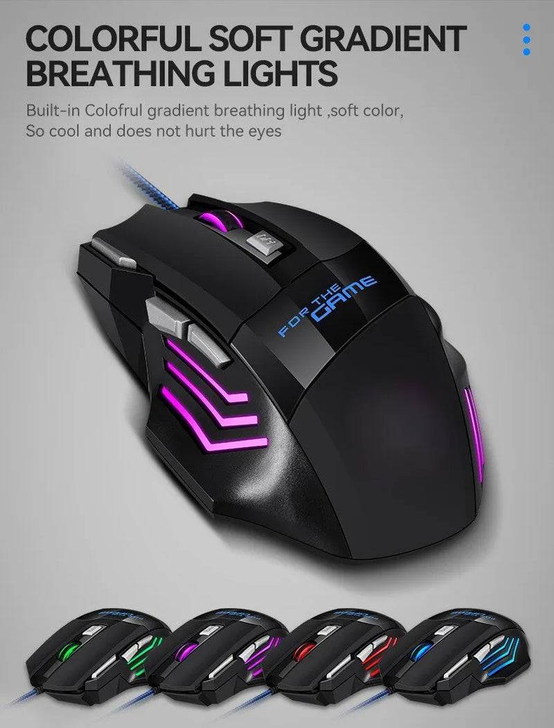 1 PC  New Hyperspeed USB Gaming Mouse RGB Backlit Ergonomic Game Mice 7D Esports Wired Mouse for Laptop PC Gamer