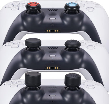 Water Transfer Printing Silicone Thickened Cover Skin Case for PS5 Controller X 1(Leaves Red) with Thumb Grips X 10