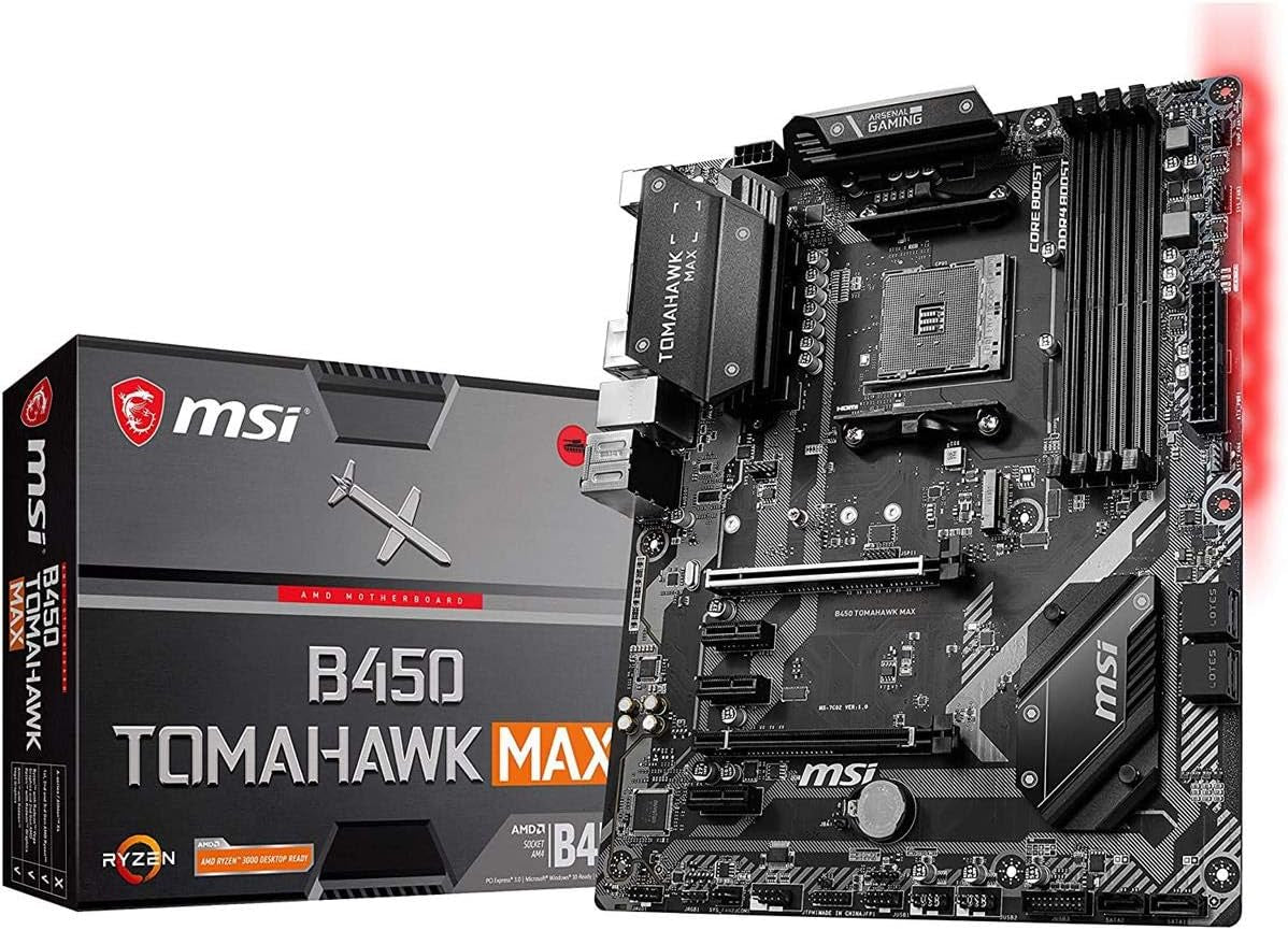 MSI Arsenal Gaming AMD Ryzen 2ND and 3Rd Gen AM4 M.2 USB 3 DDR4 DVI HDMI Crossfire ATX Motherboard (B450 Tomahawk MAX II)