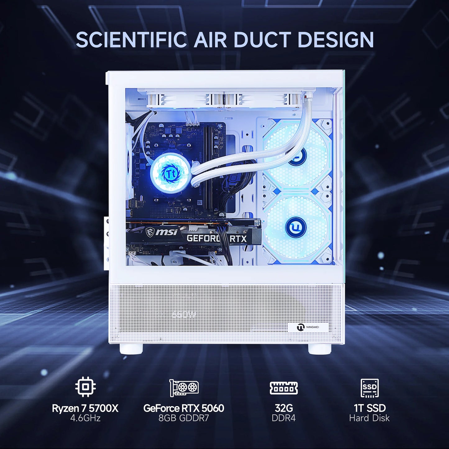 Lumishore Gaming PC AMD Ryzen 7 5700X NVIDIA RTX 5060 32GB RAM 1TB SSD Wifi PC Gaming