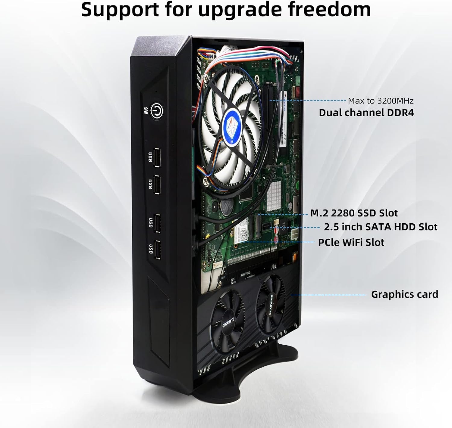 Mini Gaming PC Geforce GTX 1650, Small Desktop PC Windows 10 Pro Core I5-9400F 64GB DDR4 512GB SSD, Micro Computer RJ45 LAN, DP+2*HDMI+DVI, Wifi2.4G+5.0G, BT, 4Xusb 3.0, 2*SATA3.0