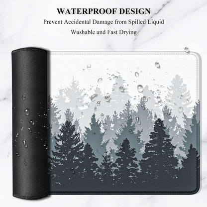 Desk Mouse Pad, Oversized Forest Desk Mat 35.4 X 15.7 Inch, Extended Long Gaming Mousepad Non-Slip Rubber Base Stitched Edges XXL Ultra Large Thin Full Desk Pad for PC Laptop Gaming Work