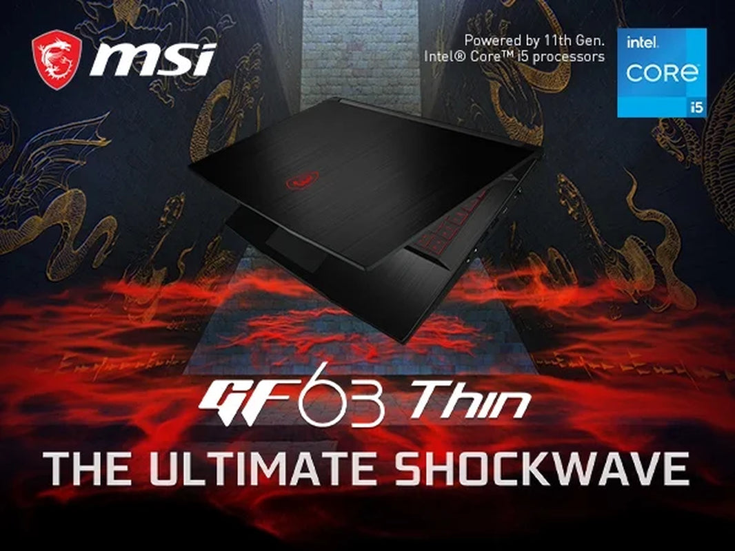 GF63 Thin 15.6" Gaming Laptop, Intel Core I5-11400H, NVIDIA Geforce GTX 1650, 8GB Memory, 256GB Nvme SSD, Windows 11, 11SC-693