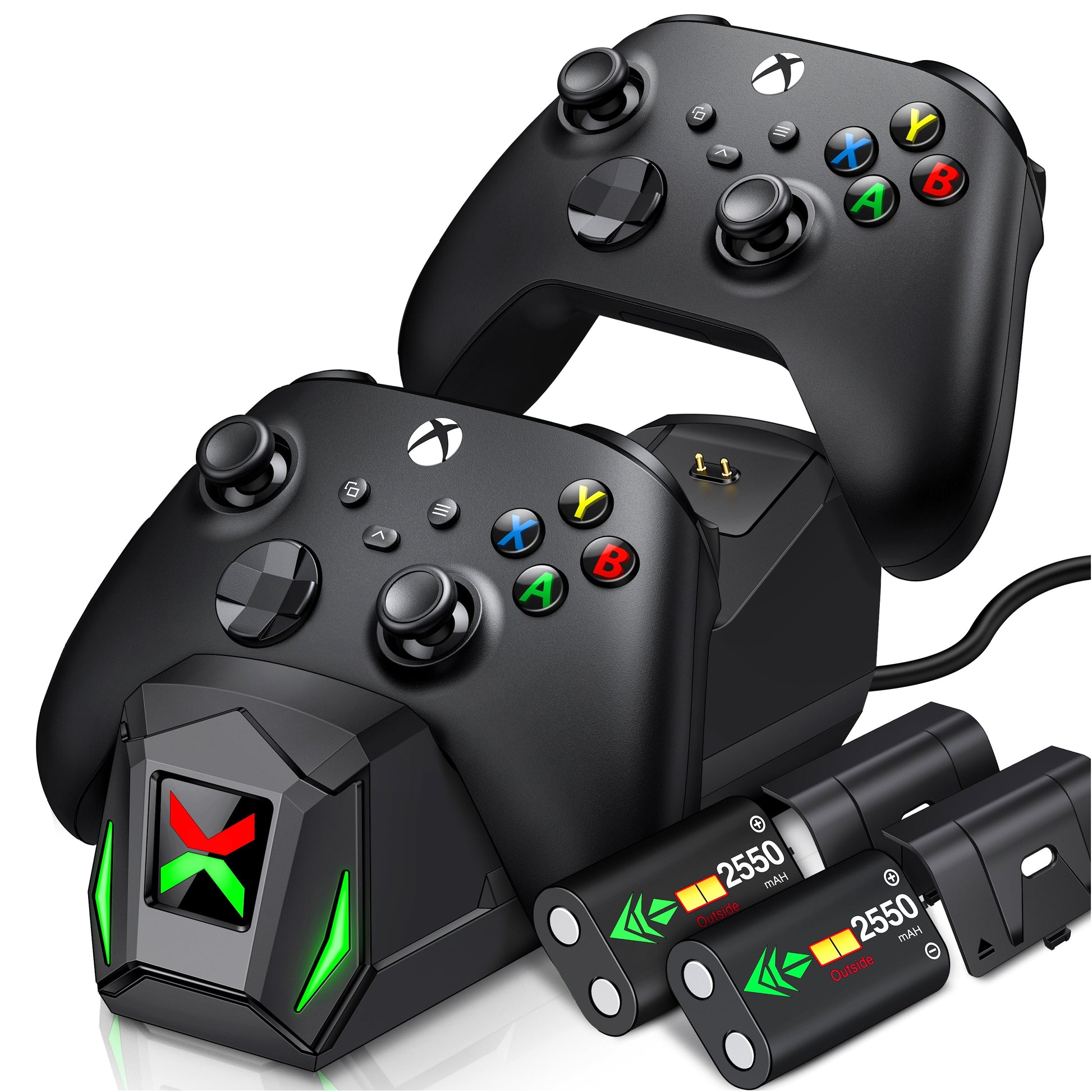 Xbox Controller Charging Station with Dual 2550mAh Battery Packs for Series X/S and One X/S/Elite