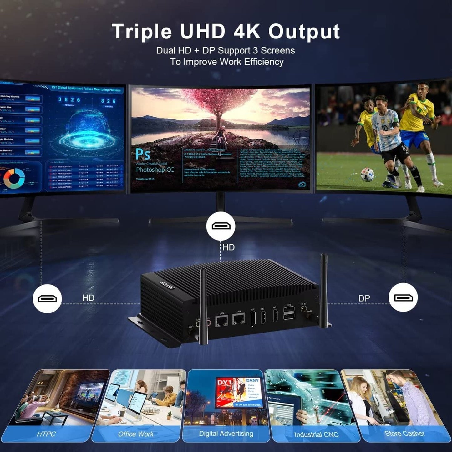 Fanless Industrial PC, Mini Computer Core I7-10810U, DDR4 16GB RAM 512GB M.2 ...
