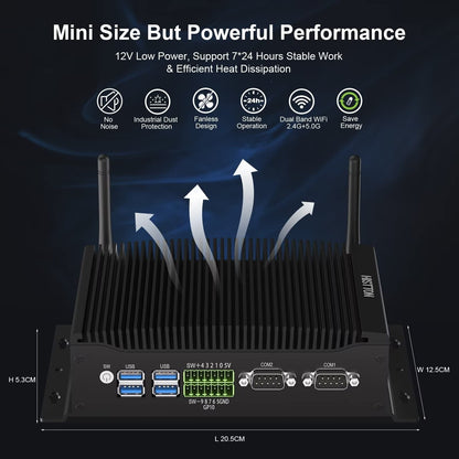 Fanless Industrial PC, Mini Computer Core I7-10810U, DDR4 16GB RAM 512GB M.2 ...