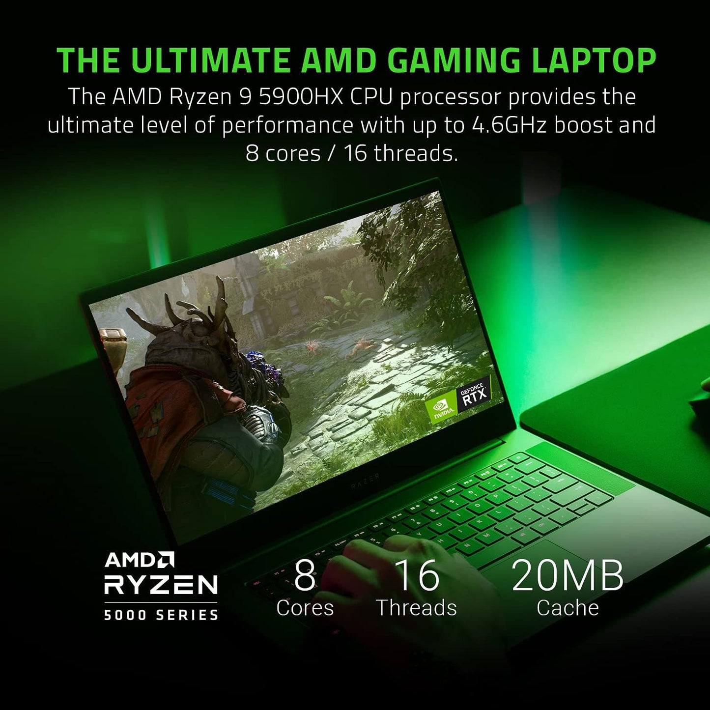 Razer Blade 14 Gaming Laptop: AMD Ryzen 9 5900HX 8 Core, NVIDIA Geforce RTX 3070, 14" QHD 165Hz, 16GB RAM, 1TB SSD - CNC Aluminum - Chroma RGB - THX Spatial Audio - Vapor Chamber Cooling