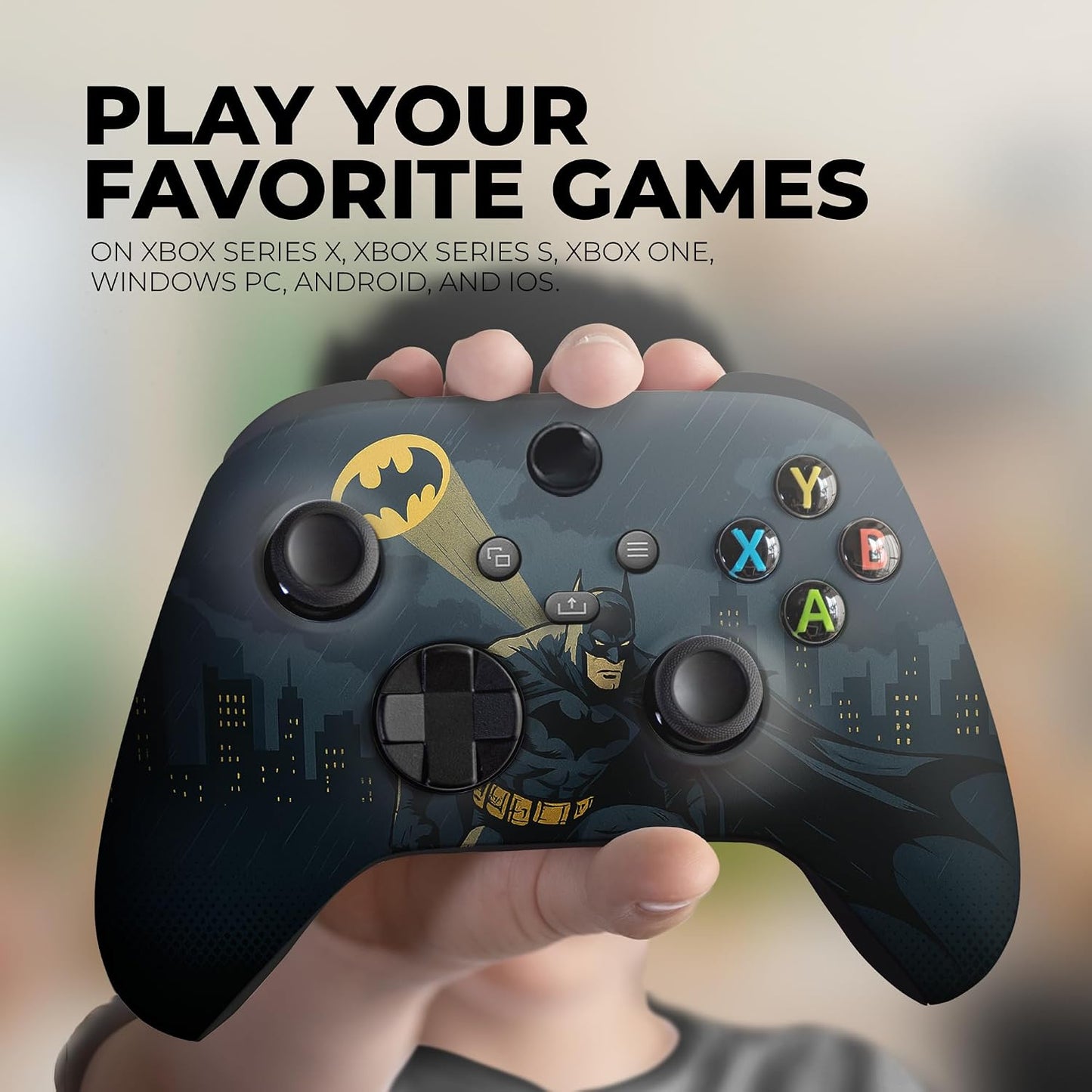 Battman Gottham Guarrdian Custom X-Box Controller Wireless Compatible with X-Box One/Series X/S Customized in USA with Permanent HYDRO-DIP Printing (NOT JUST a SKIN) (MODDED)