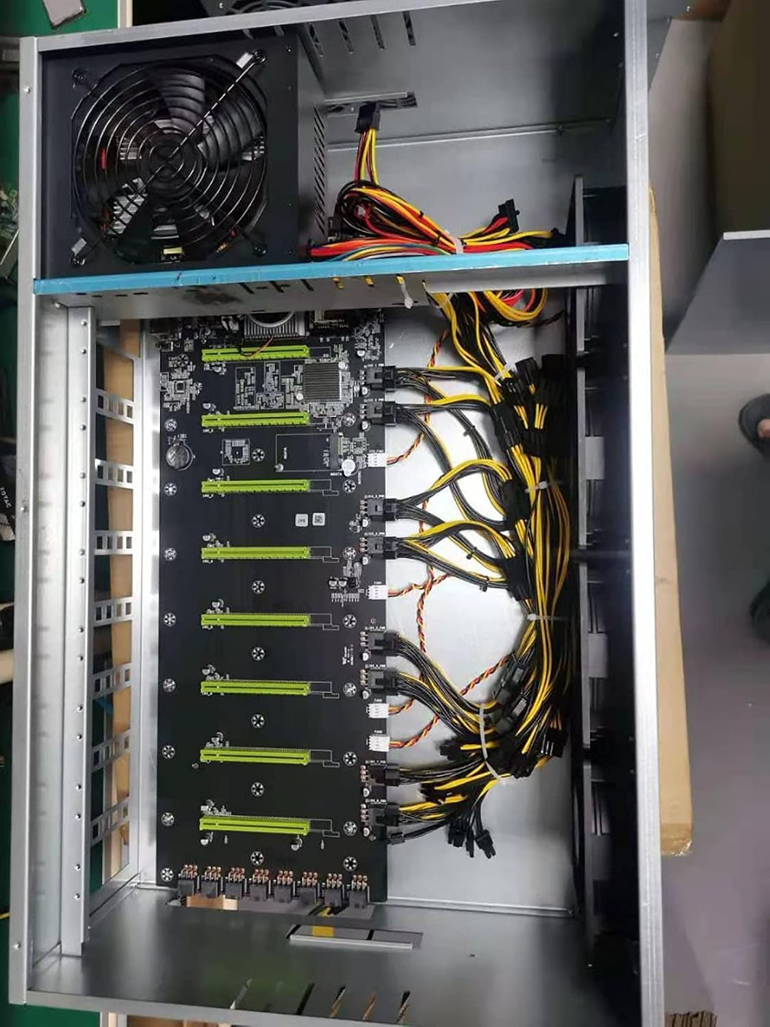 BTC D37 Mining Rig, 8 GPU Complete Miner Rig, Mining Machine System for Crypto Coin Currency Mining, GPU Miner Including Motherboard (Without GPU) Case with Cooling Fans,Barebones
