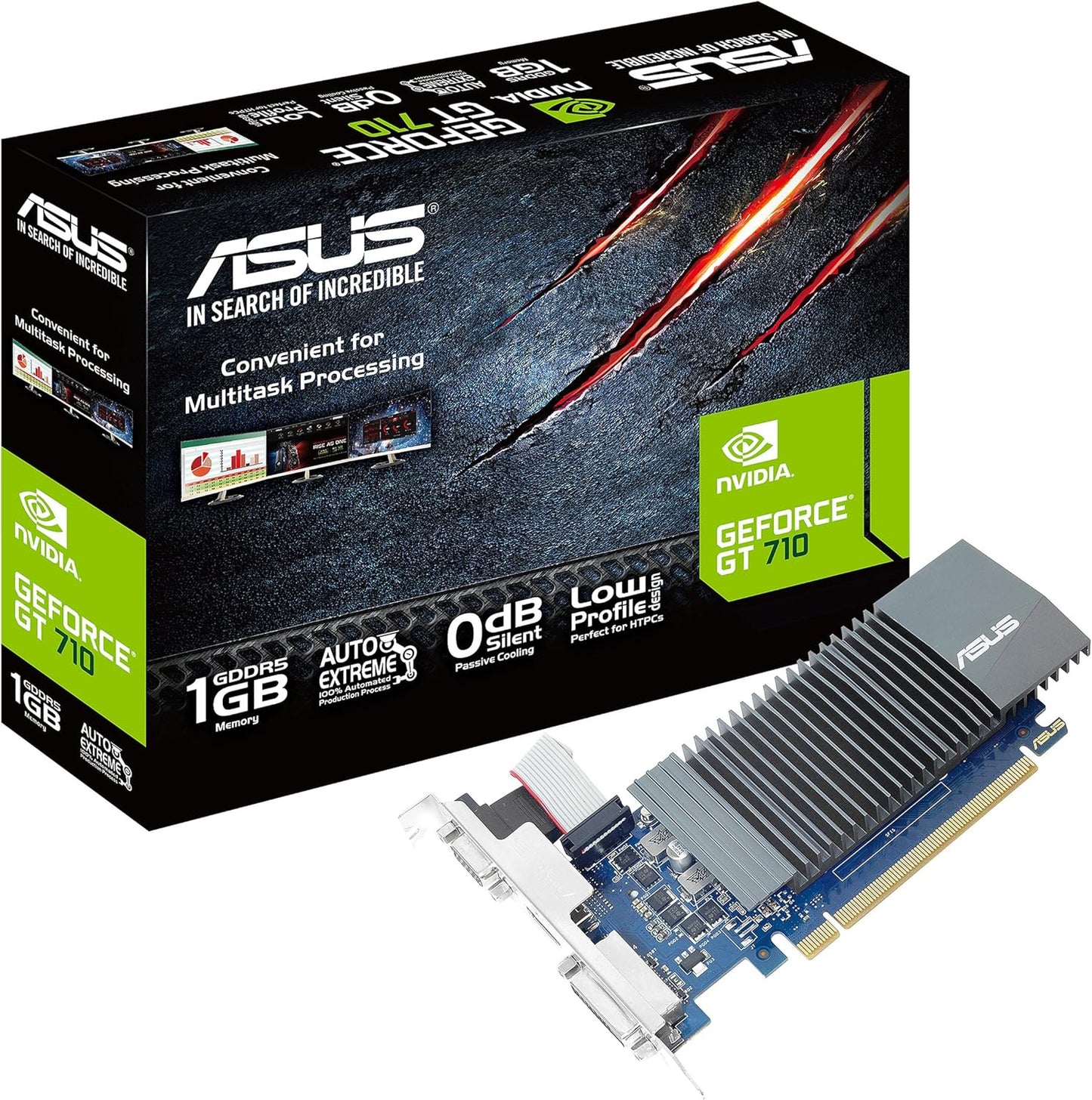 ASUS Geforce GT 710 1GB GDDR5 HDMI VGA DVI Graphics Card (GT710-SL-1GD5-BRK), 3 Year Warranty