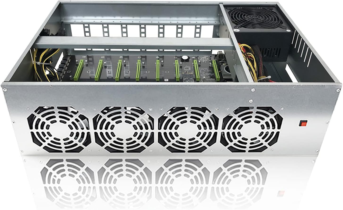 BTC D37 Mining Rig, 8 GPU Complete Miner Rig, Mining Machine System for Crypto Coin Currency Mining, GPU Miner Including Motherboard (Without GPU) Case with Cooling Fans,Barebones