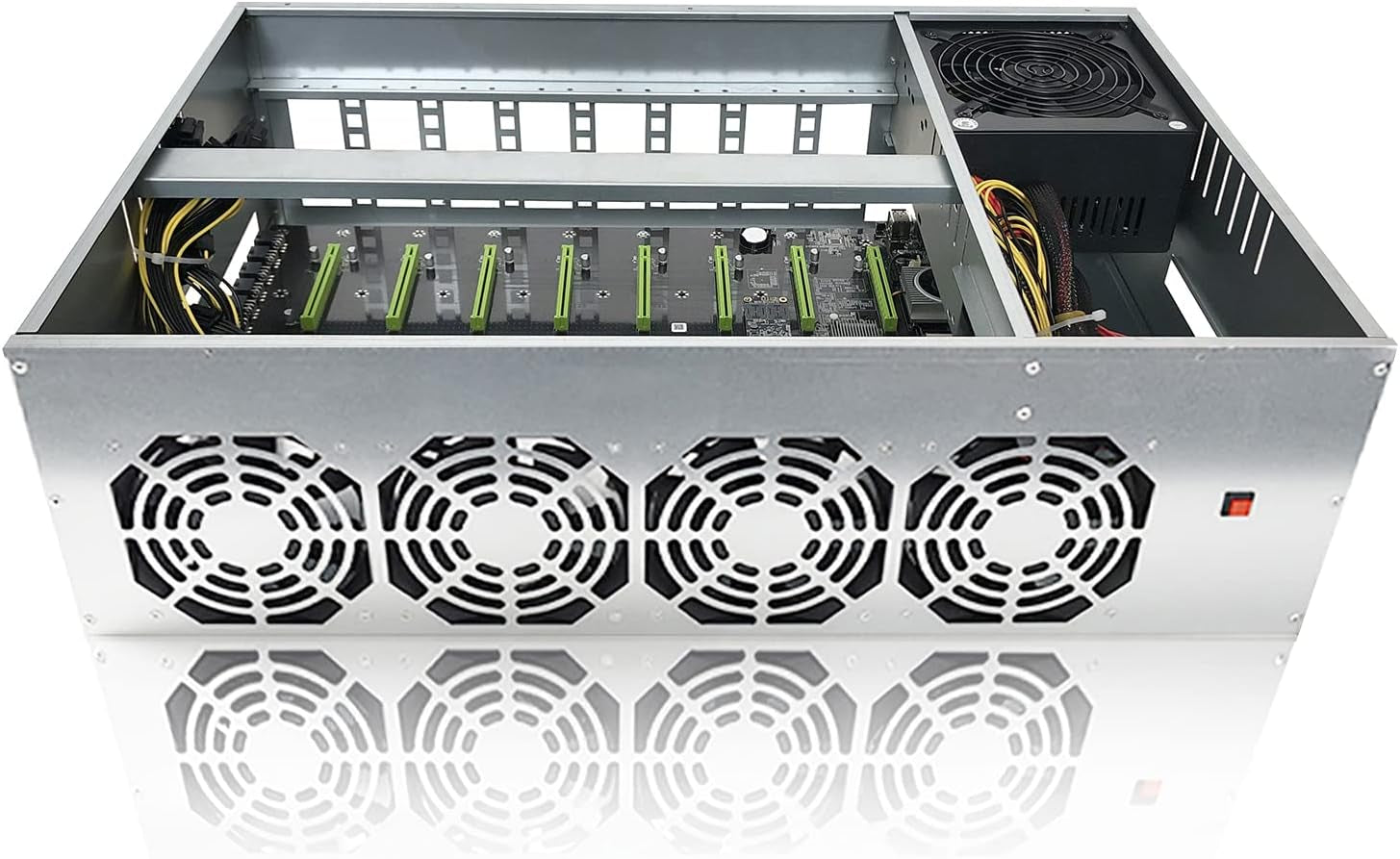 BTC D37 Mining Rig, 8 GPU Complete Miner Rig, Mining Machine System for Crypto Coin Currency Mining, GPU Miner Including Motherboard (Without GPU) Case with Cooling Fans,Barebones