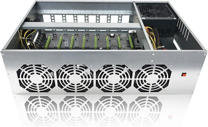 BTC D37 Mining Rig, 8 GPU Complete Miner Rig, Mining Machine System for Crypto Coin Currency Mining, GPU Miner Including Motherboard (Without GPU) Case with Cooling Fans,Barebones