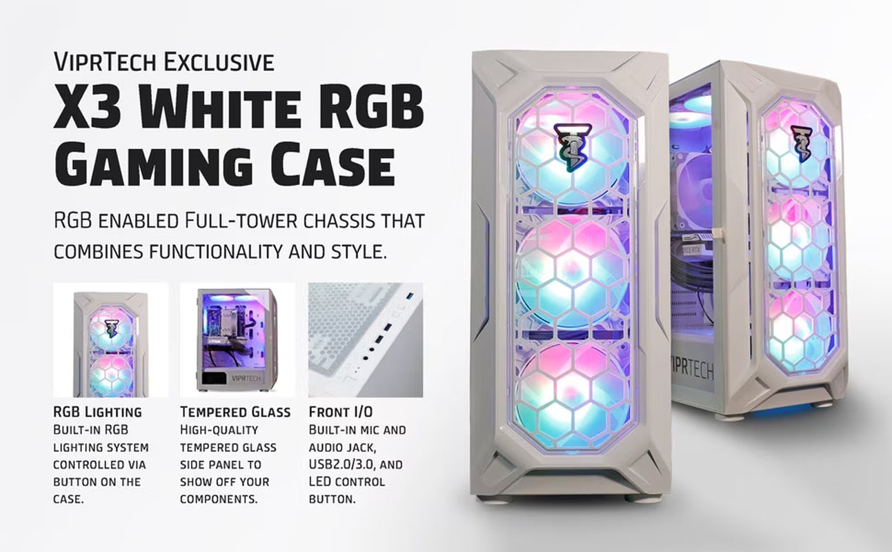Rebel 4.0 Gaming PC - AMD Ryzen 7 (4.1Ghz), RTX 4060 8GB, 16GB DDR4, 1TB SSD, Arctic White